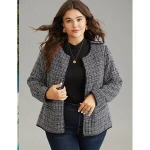 NWT BloomChic Tweed Pocket Button Jacket Gray Women’s Plus 18/20 Academia